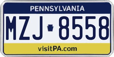 PA license plate MZJ8558