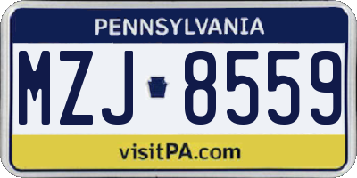 PA license plate MZJ8559