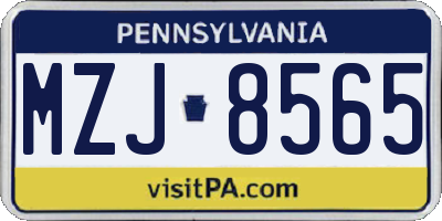 PA license plate MZJ8565
