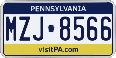 PA license plate MZJ8566