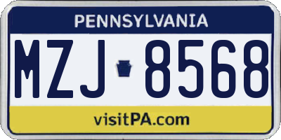 PA license plate MZJ8568