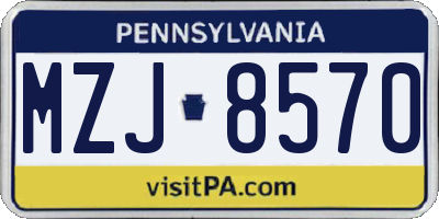 PA license plate MZJ8570