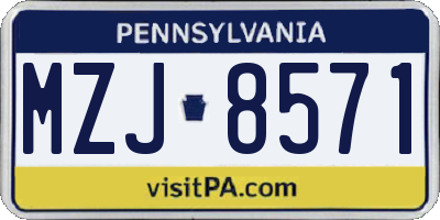 PA license plate MZJ8571