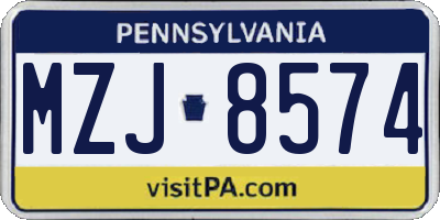 PA license plate MZJ8574