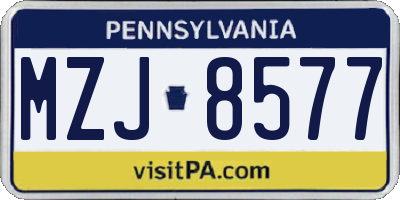 PA license plate MZJ8577