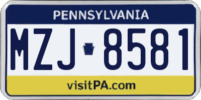 PA license plate MZJ8581