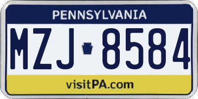 PA license plate MZJ8584