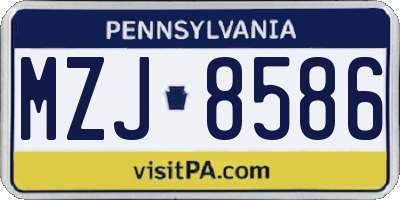 PA license plate MZJ8586
