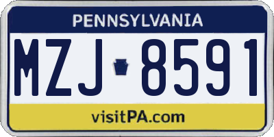 PA license plate MZJ8591