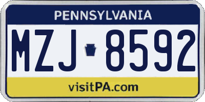 PA license plate MZJ8592