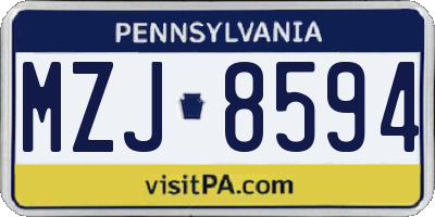 PA license plate MZJ8594