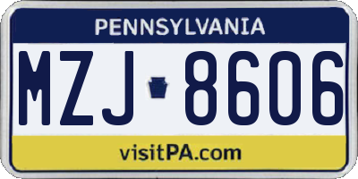 PA license plate MZJ8606