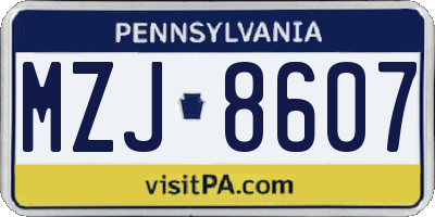 PA license plate MZJ8607
