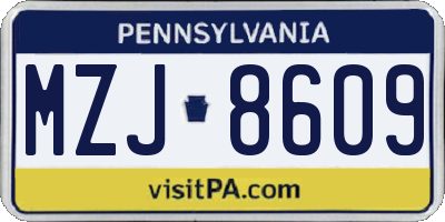 PA license plate MZJ8609