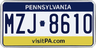 PA license plate MZJ8610