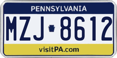 PA license plate MZJ8612