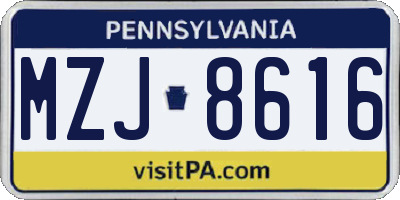 PA license plate MZJ8616