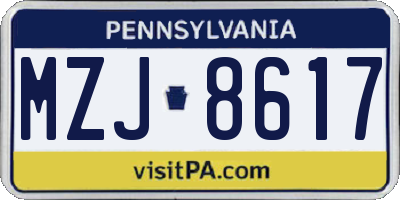 PA license plate MZJ8617