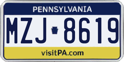PA license plate MZJ8619