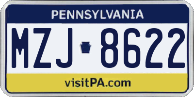 PA license plate MZJ8622