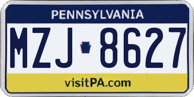 PA license plate MZJ8627