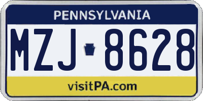 PA license plate MZJ8628