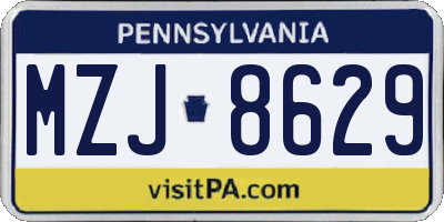 PA license plate MZJ8629