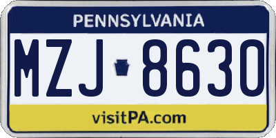 PA license plate MZJ8630