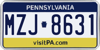 PA license plate MZJ8631