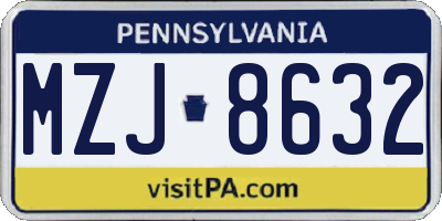 PA license plate MZJ8632