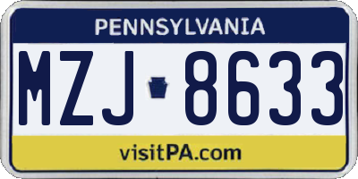 PA license plate MZJ8633