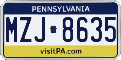PA license plate MZJ8635
