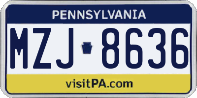 PA license plate MZJ8636