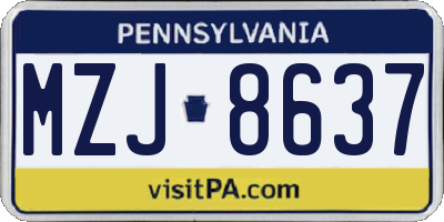 PA license plate MZJ8637