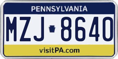 PA license plate MZJ8640