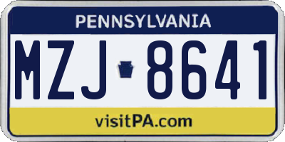 PA license plate MZJ8641