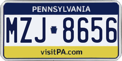PA license plate MZJ8656