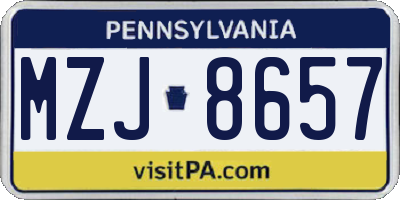 PA license plate MZJ8657