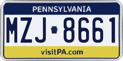 PA license plate MZJ8661