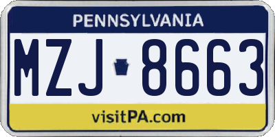 PA license plate MZJ8663