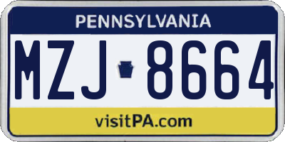 PA license plate MZJ8664