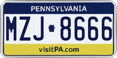 PA license plate MZJ8666