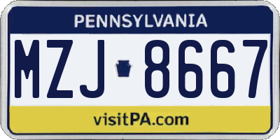 PA license plate MZJ8667