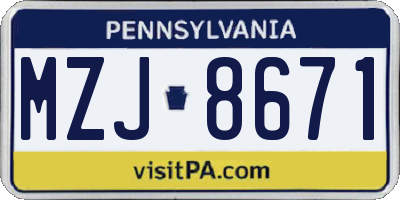 PA license plate MZJ8671