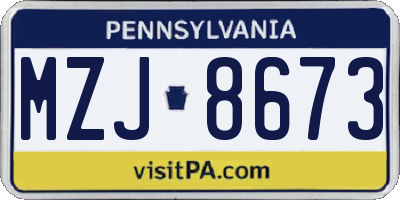 PA license plate MZJ8673