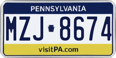 PA license plate MZJ8674