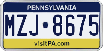 PA license plate MZJ8675