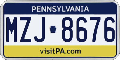 PA license plate MZJ8676