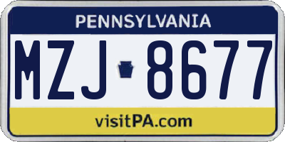 PA license plate MZJ8677