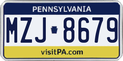 PA license plate MZJ8679